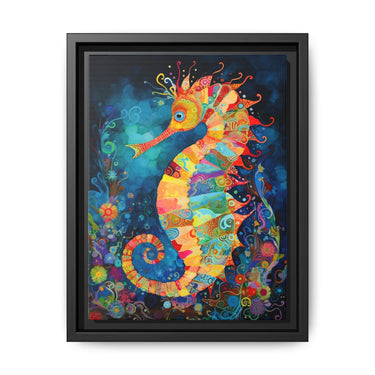 Coral Carnival Seahorse Canvas Wall Art with Frame